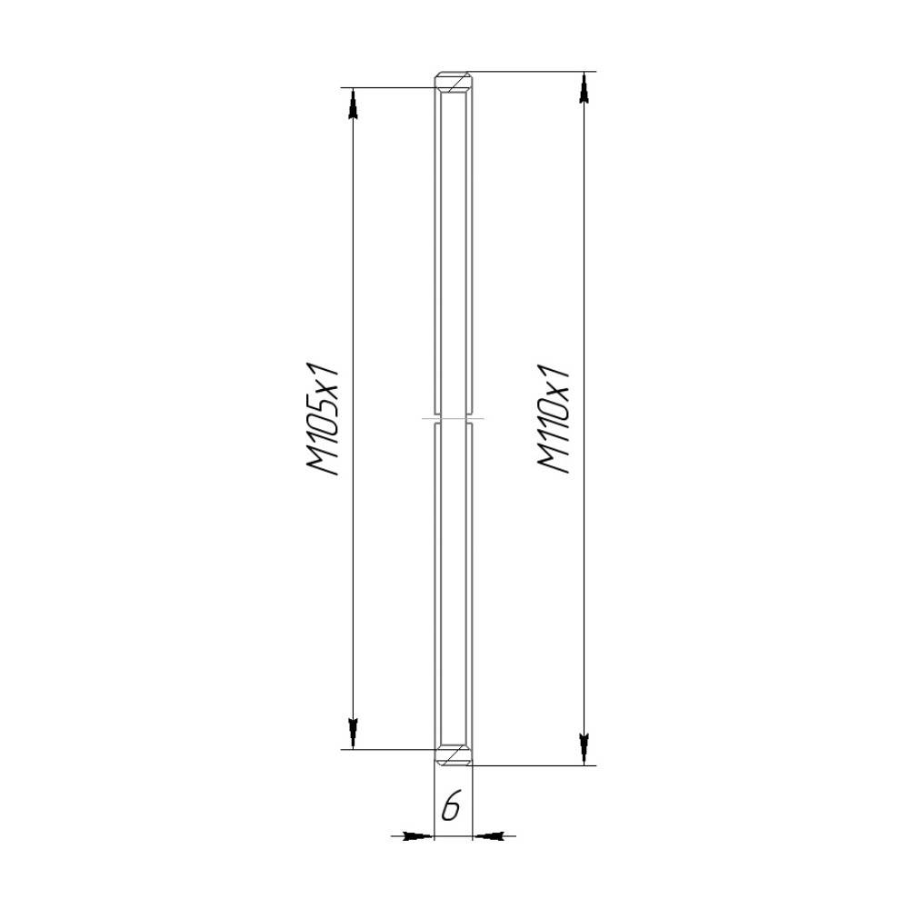 M110x1 male to M105x1 female thread adapter, flangeless