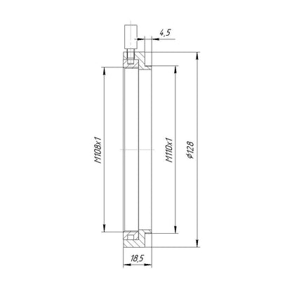M110x1 male to M108x1 female thread adapter, rotatable