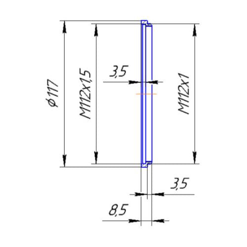 M112x1 male to M112x1.5 female thread adapter (step ring)