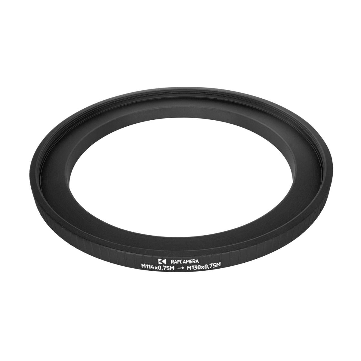 M114x0.75 male to M130x0.75 female thread adapter