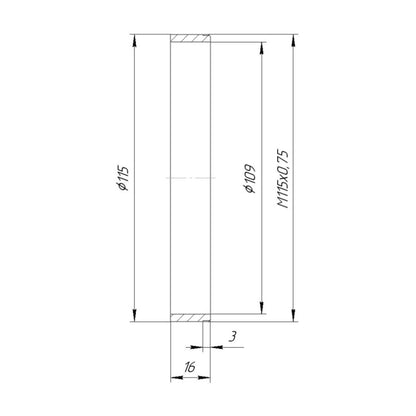 M115x0.75 male thread to 115mm outer diameter adapter for Rapido FVD-35A