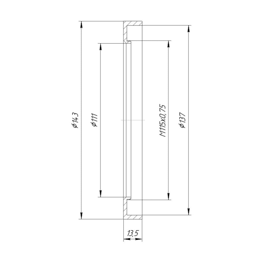 M115x0.75 male thread to 143mm outer diameter adapter
