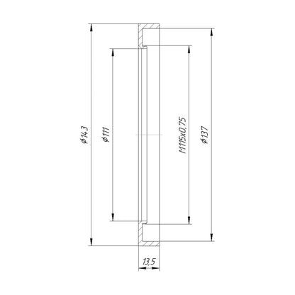 M115x0.75 male thread to 143mm outer diameter adapter