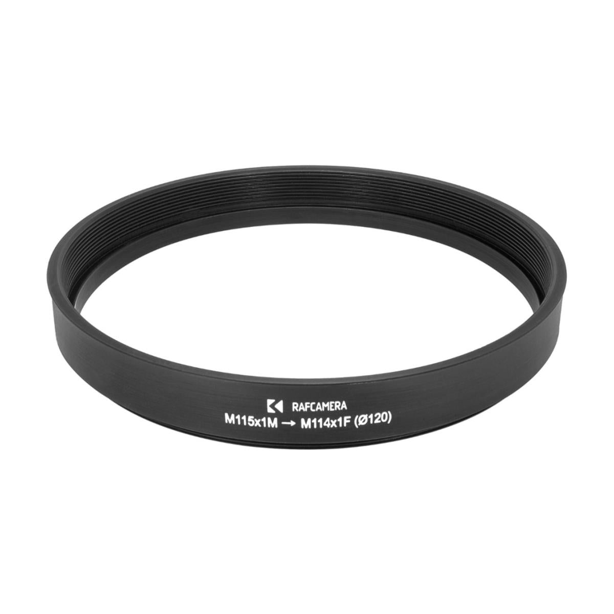 M115x1 male to M114x1 female thread adapter (115mm to 114mm step-down ring)