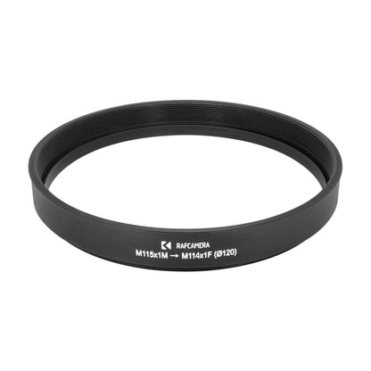M115x1 male to M114x1 female thread adapter (115mm to 114mm step-down ring)
