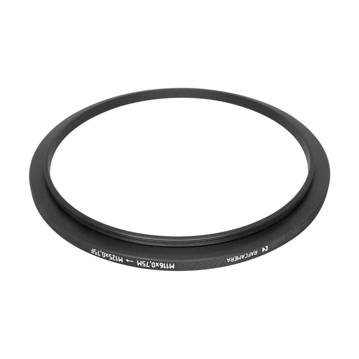 M116x0.75 male to M125x0.75 female thread adapter (116mm to 125mm step-up ring)