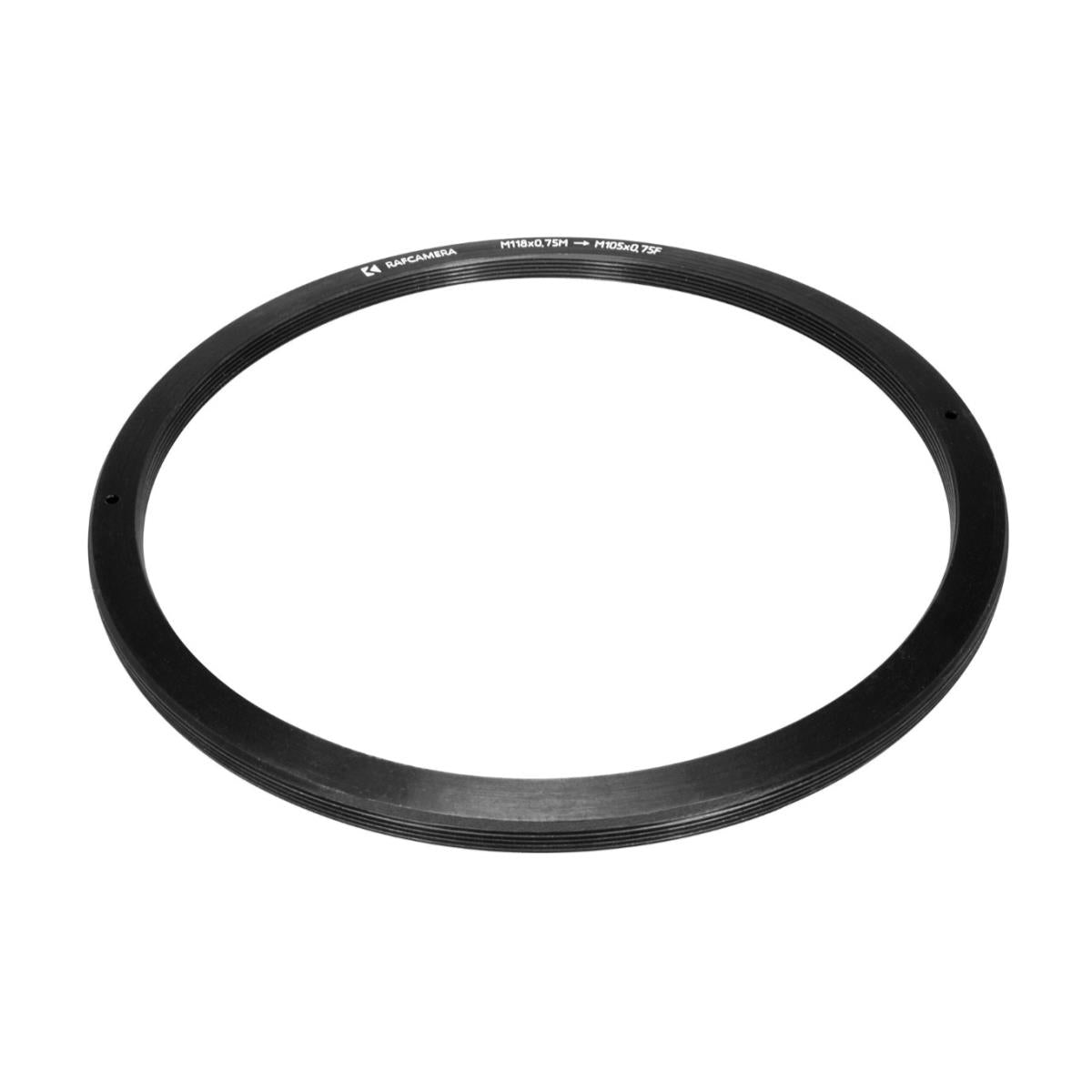 M118x0.75 male to M105x0.75 female thread adapter (118mm to 105mm step-down ring)