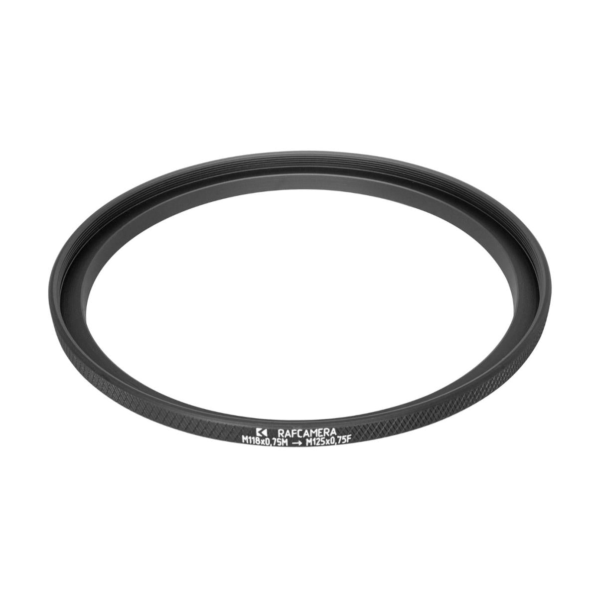 M118x0.75 male to M125x0.75 female thread adapter (118mm to 125mm step-up ring)
