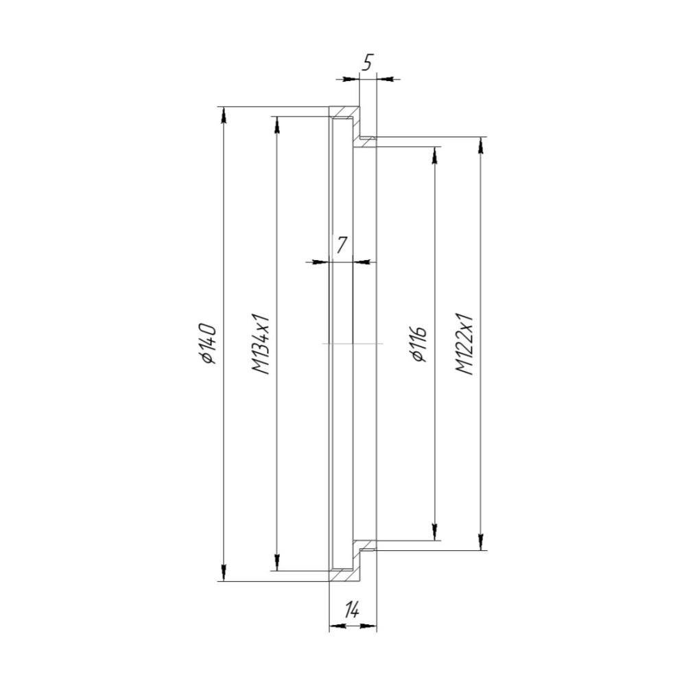 M122x1 male to M134x1 female thread adapter