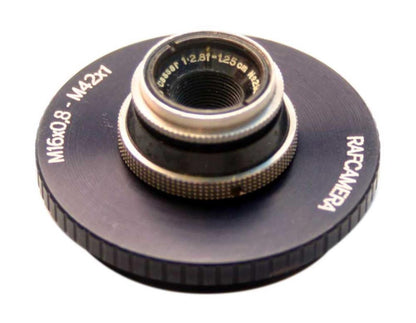 M16x0.8 female to M42x1 male thread adapter for Cassar 2.8/1.25cm lens