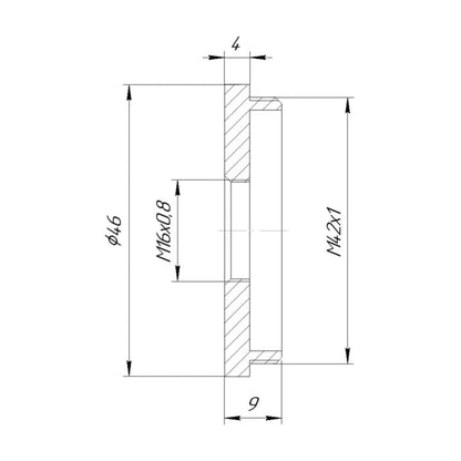 M16x0.8 female to M42x1 male thread adapter for Cassar 2.8/1.25cm lens