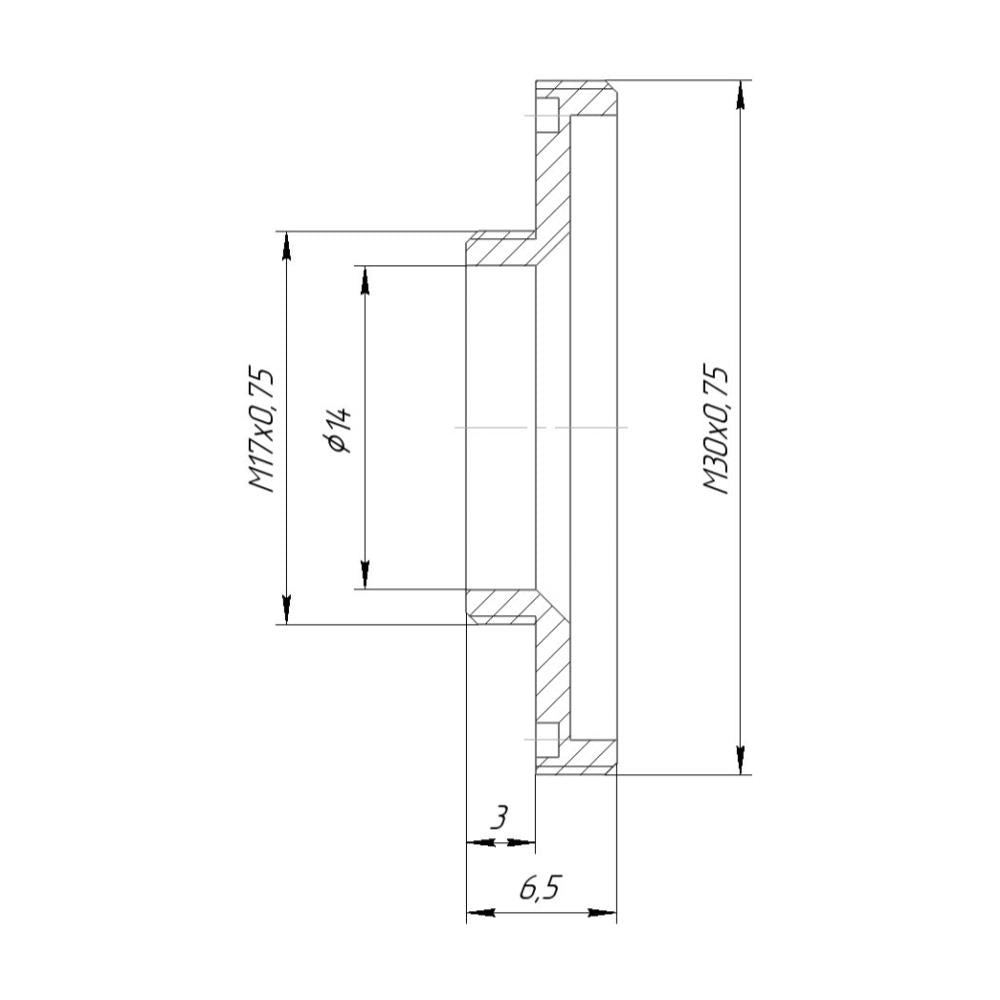 M17x0.75 male to M30x0.75 male thread adapter for Beastcage phone lens case