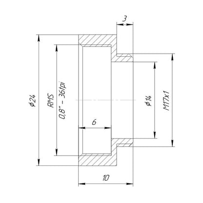 M17x1 male to RMS female thread adapter