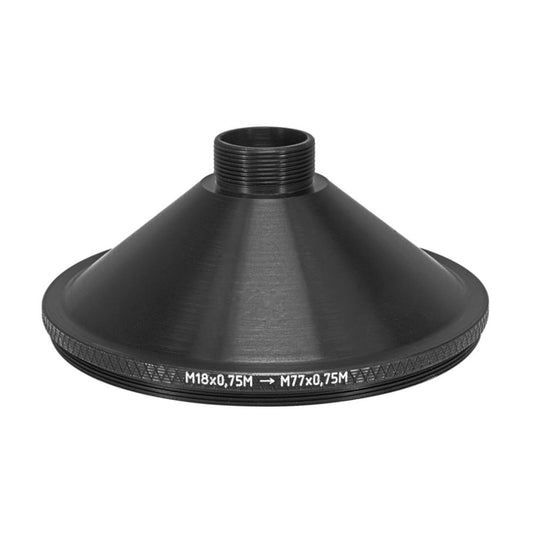M18x0.75 male to M77x0.75 male thread adapter for microscope turret