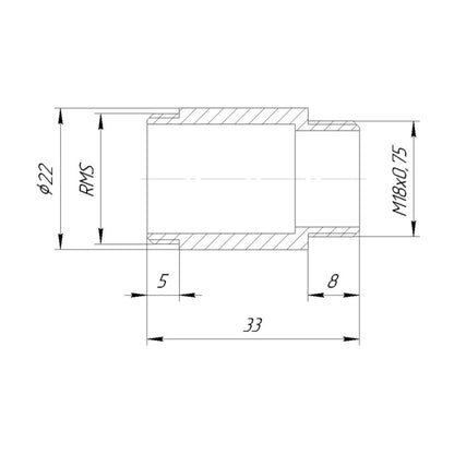 M18x0.75 male to RMS male thread adapter for microscope turret