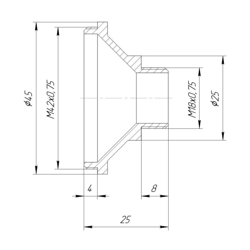 M18x0.75 male to T2 male thread adapter for microscope turret