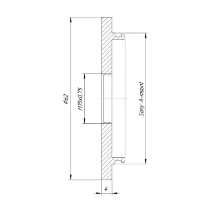M19x0.7 female thread to Sony/Minolta A-mount camera adapter