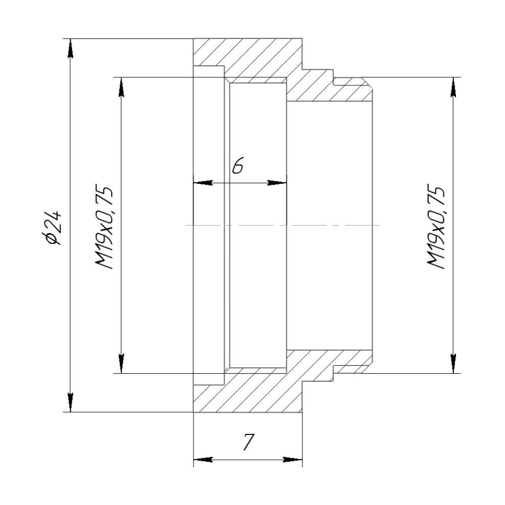 7mm extender for M19x0.75 microscope objectives (Mikroval), bronze
