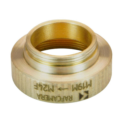 M19x0.75 male to M24x0.75 female thread adapter, bronze