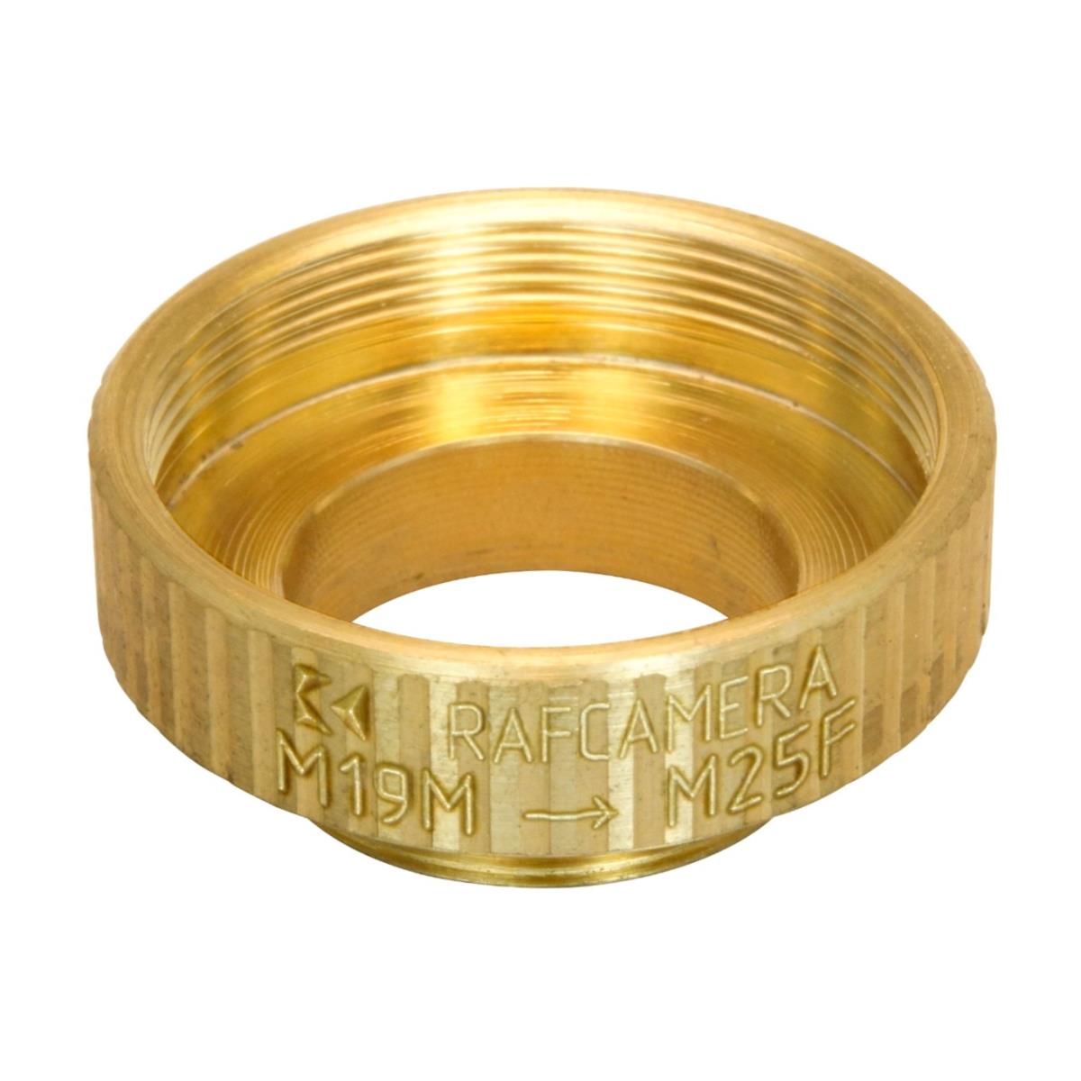 M19x0.75 male to M25x0.75 female thread adapter, bronze
