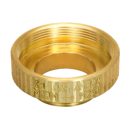 M19x0.75 male to M25x0.75 female thread adapter, bronze