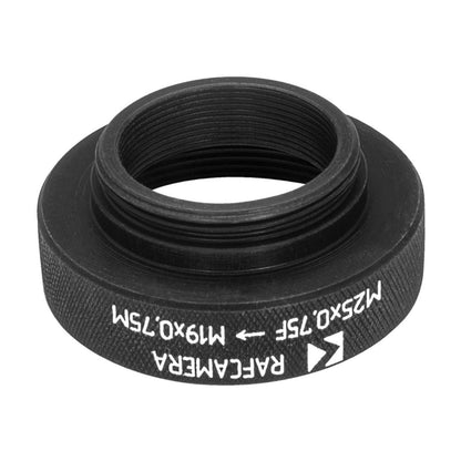 M19x0.75 male to M25x0.75 female thread adapter, black