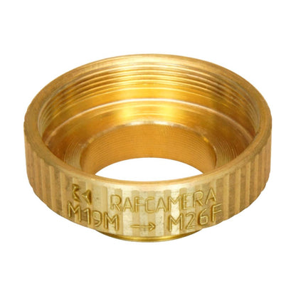 M19x0.75 male to M26x0.75 female thread adapter, bronze