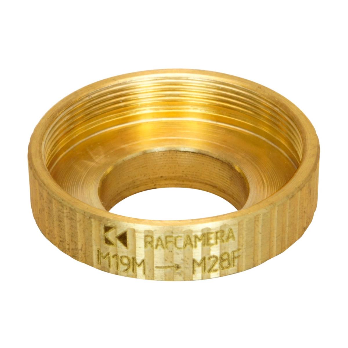 M19x0.75 male to M28x0.75 female thread adapter, bronze