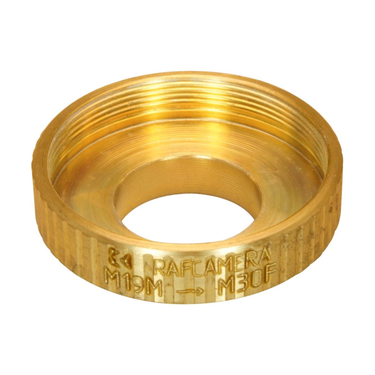 M19x0.75 male to M30x0.75 female thread adapter, bronze