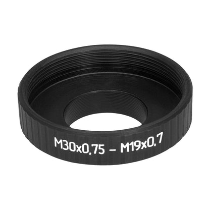 M19x0.75 male to M30x0.75 female thread adapter, black