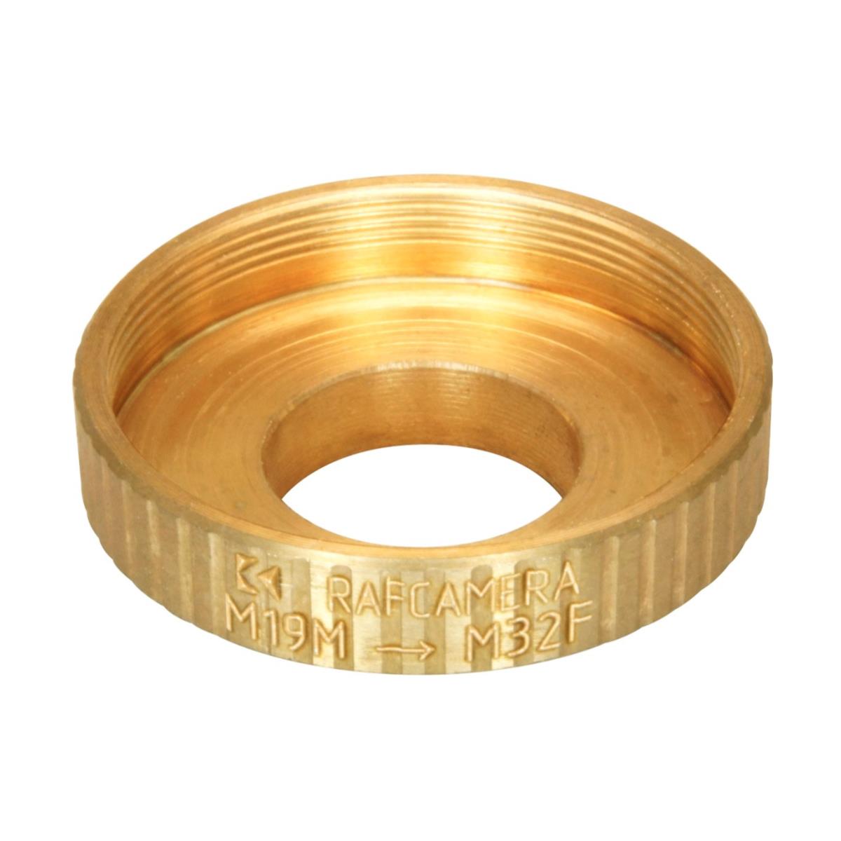 M19x0.75 male to M32x0.75 female thread adapter, bronze