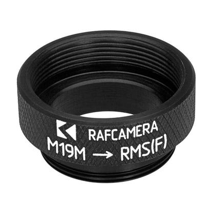 M19x0.75 male to RMS female thread adapter, black