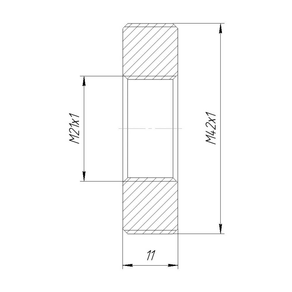 M21x1 female to M42x1 male thread adapter, flangeless
