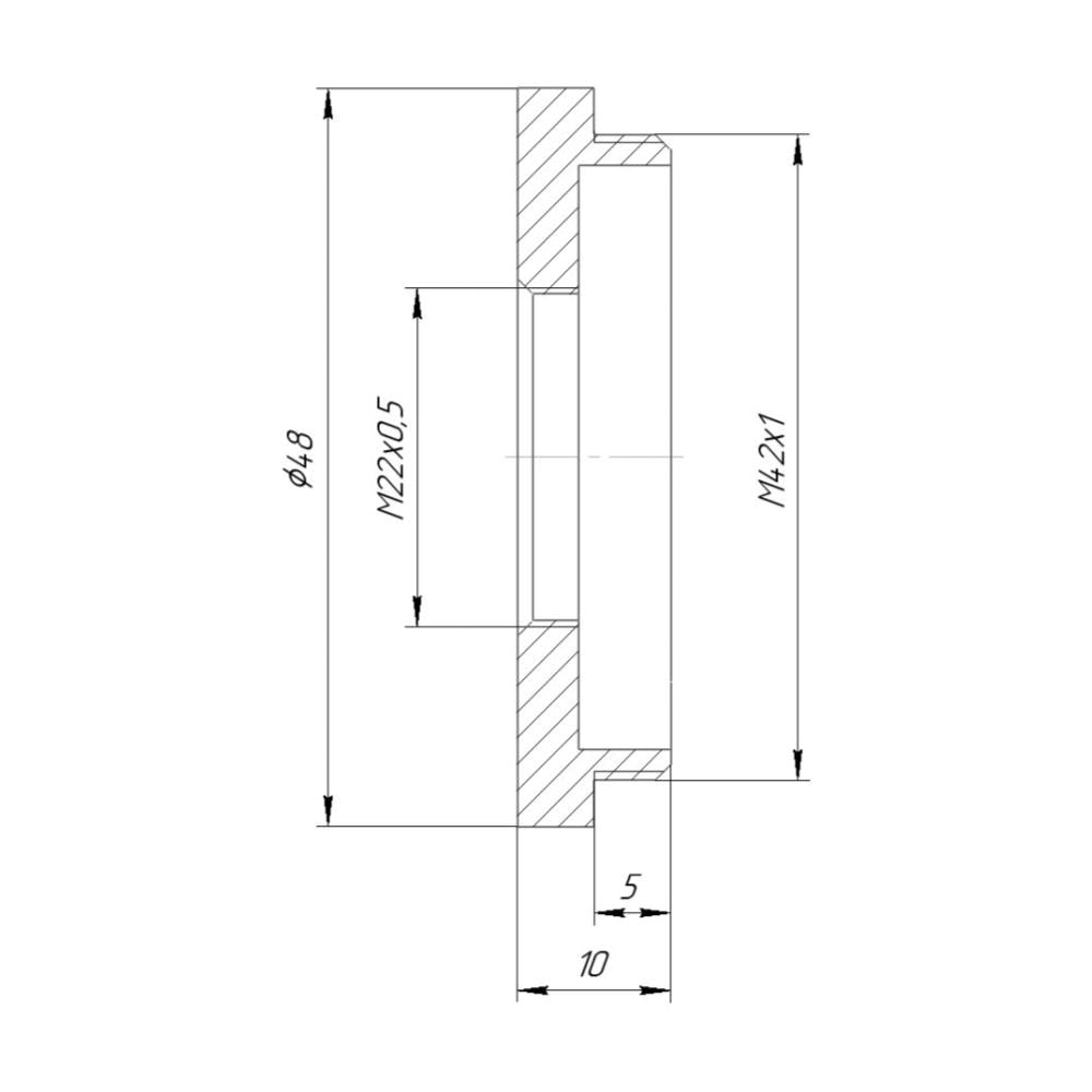 M22x0.5 female to M42x1 male thread adapter for Zeiss S-Planar 4/32mm lens