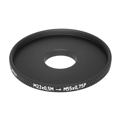M22x0.5 male to M55x0.75 female thread (22mm to 55mm step-up ring)