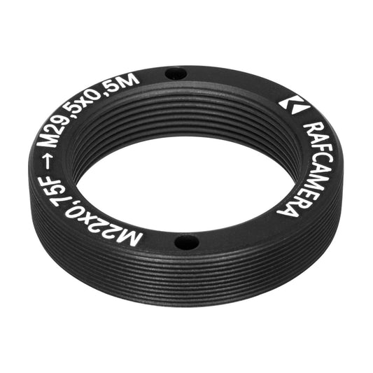 M22x0.75 female to M29.5x0.5 male thread adapter, flangeless