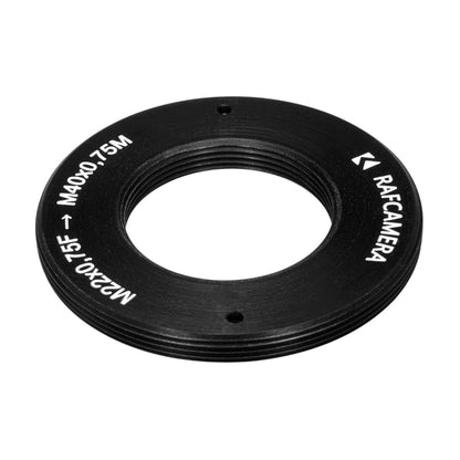 M22x0.75 female to M40x0.75 male thread adapter, flangeless