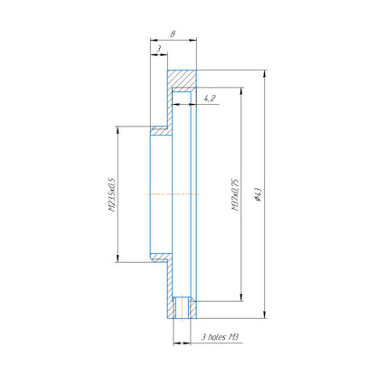 M23.5x0.5 male to M37x0.75 female thread adapter for Moondog 1.33x anamorphic