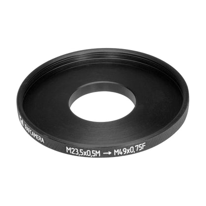 M23.5x0.5 male to M49x0.75 female thread adapter (23.5mm to 49mm step-up ring)