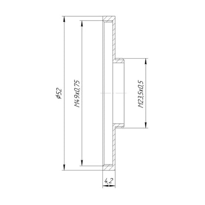 M23.5x0.5 male to M49x0.75 female thread adapter (23.5mm to 49mm step-up ring)