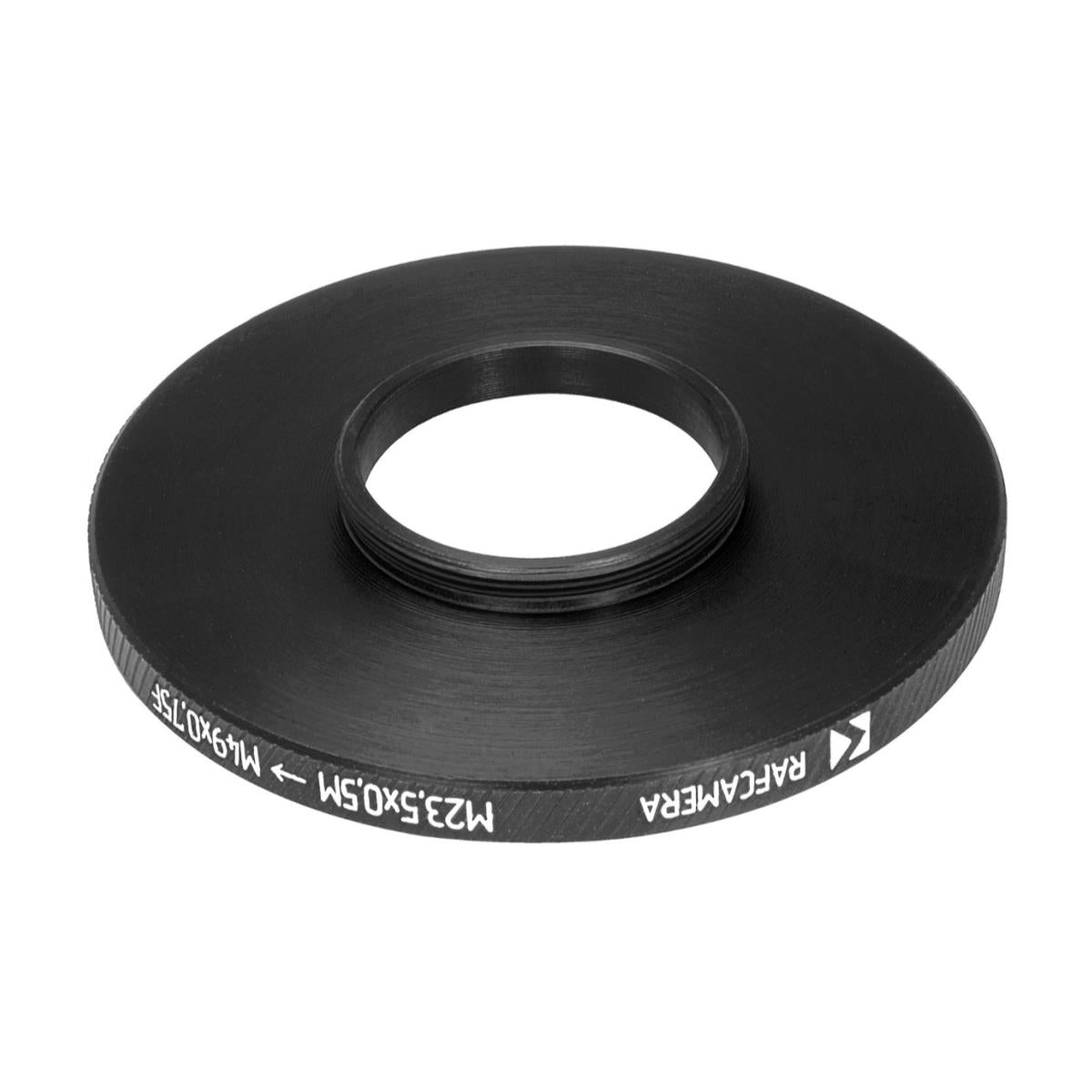 M23.5x0.5 male to M49x0.75 female thread adapter (23.5mm to 49mm step-up ring)