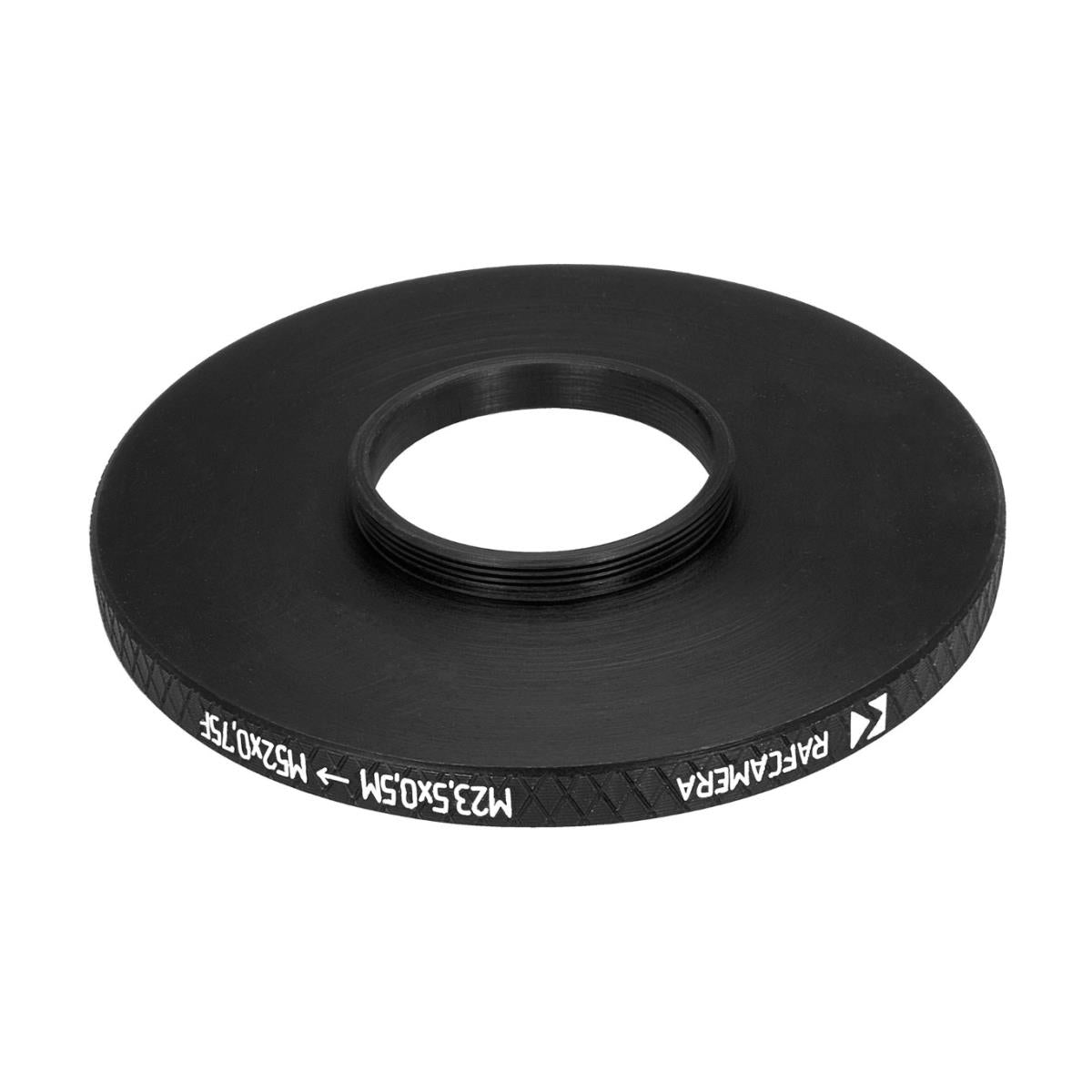 M23.5x0.5 male to M52x0.75 female filter step-up ring (Cooke Kinic 1.5/1″ lens)