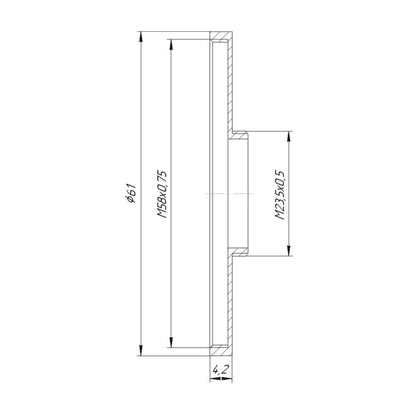 M23.5x0.5 male to M58x0.75 female thread adapter (23.5mm to 58mm step-up ring)