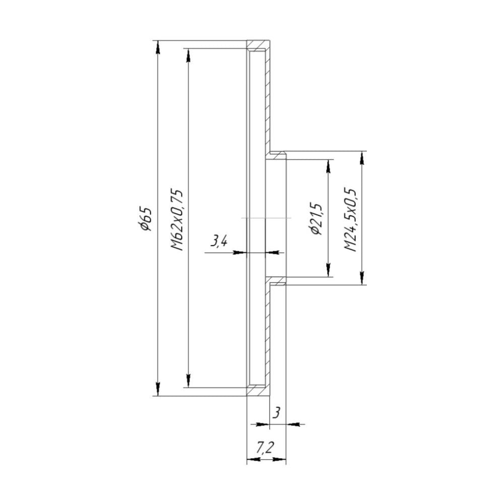M24.5x0.5 male to M62x0.75 female thread adapter (24.5mm to 62mm step-up ring)