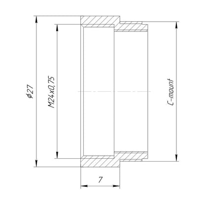 M24x0.75 female to C-mount male thread adapter, bronze