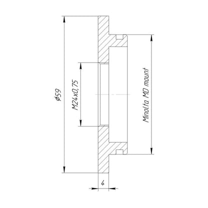 M24x0.75 female thread to Minolta MD camera mount adapter