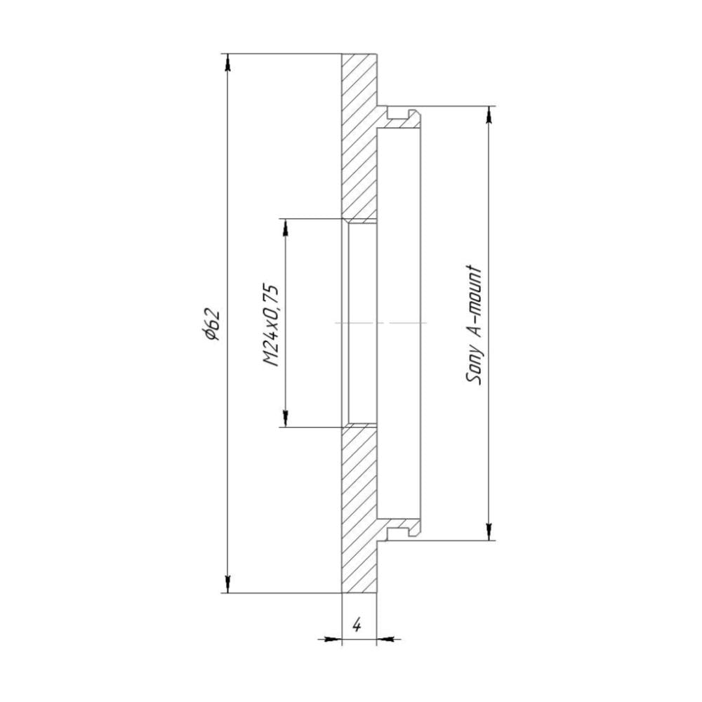 M24x0.75 female thread to Sony/Minolta A-mount camera adapter