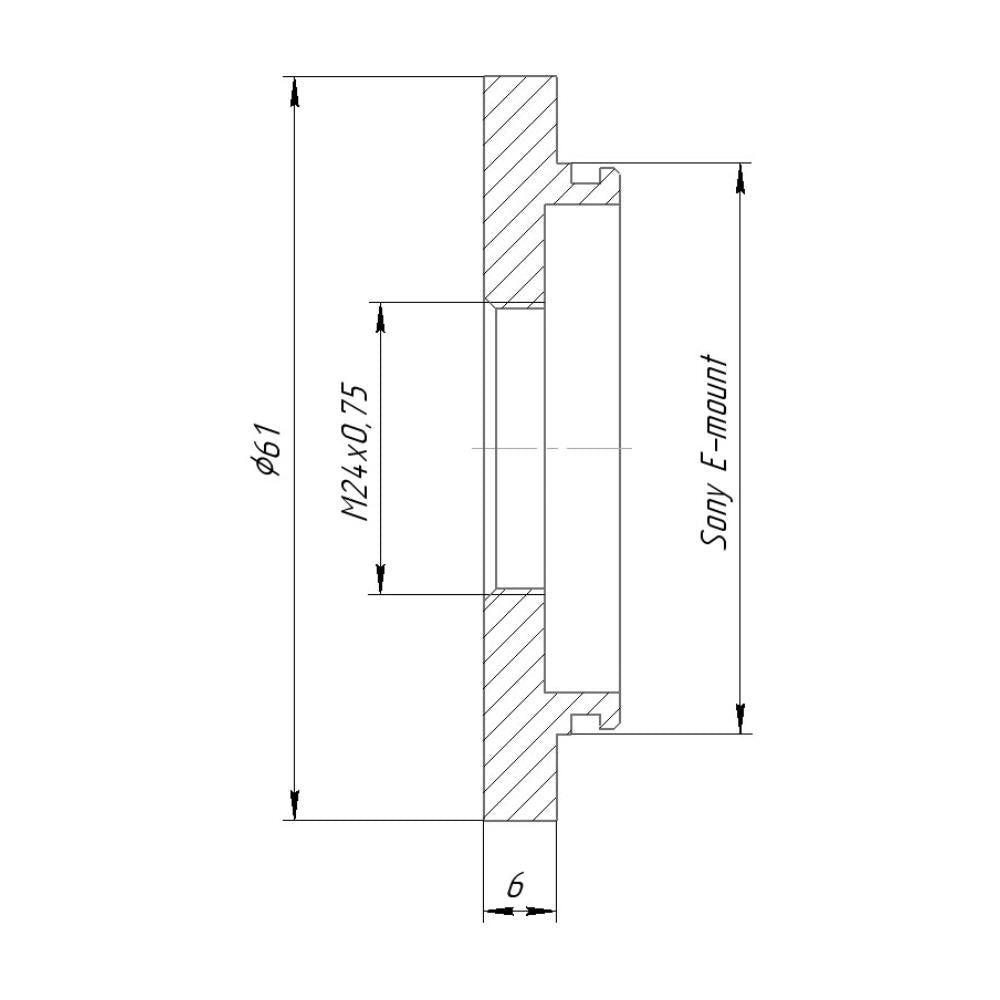 M24x0.75 female thread to Sony E-mount camera adapter
