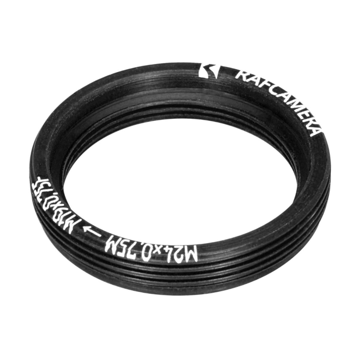 M24x0.75 male to M19x0.75 female thread adapter, flangeless, black