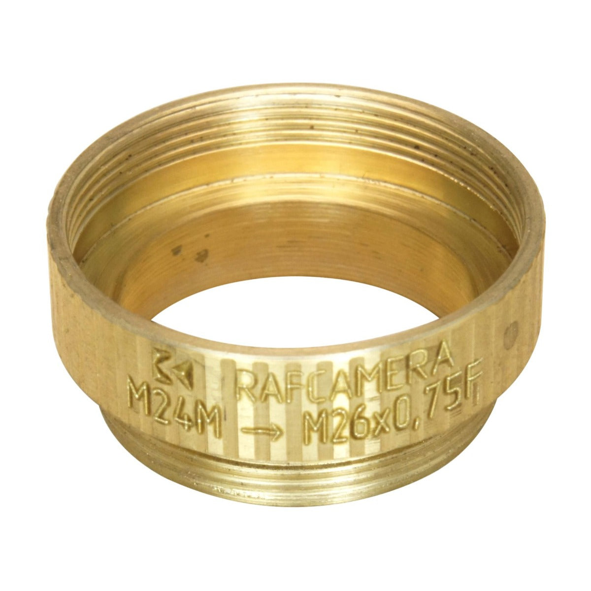M24x0.75 male to M26x0.75 female thread adapter, bronze